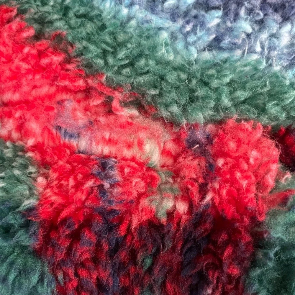 Talbots‎ Womens Pullover XL Sherpa Fleece Multicolor Plaid Shawl Zip